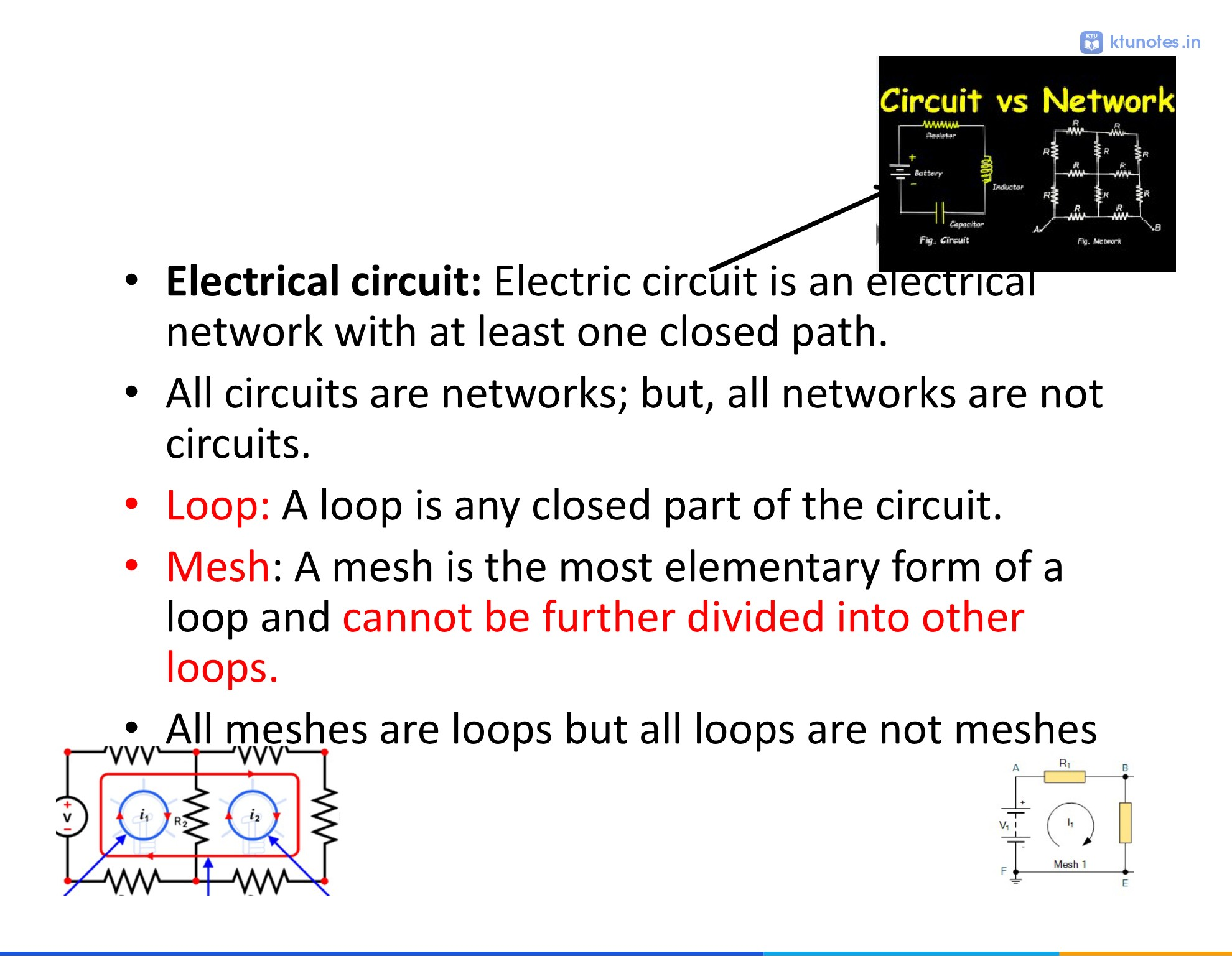 Two-mesh circuit diagram illustrating loop currents i1 and i2.