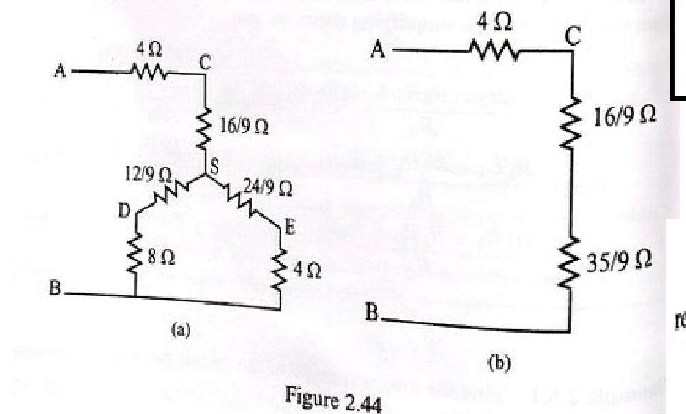 Figure 2.44 showing delta to star conversion steps (a) and (b)