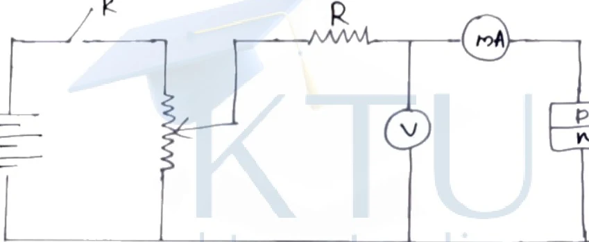 Circuit diagram for studying VI characteristics of p-n junction